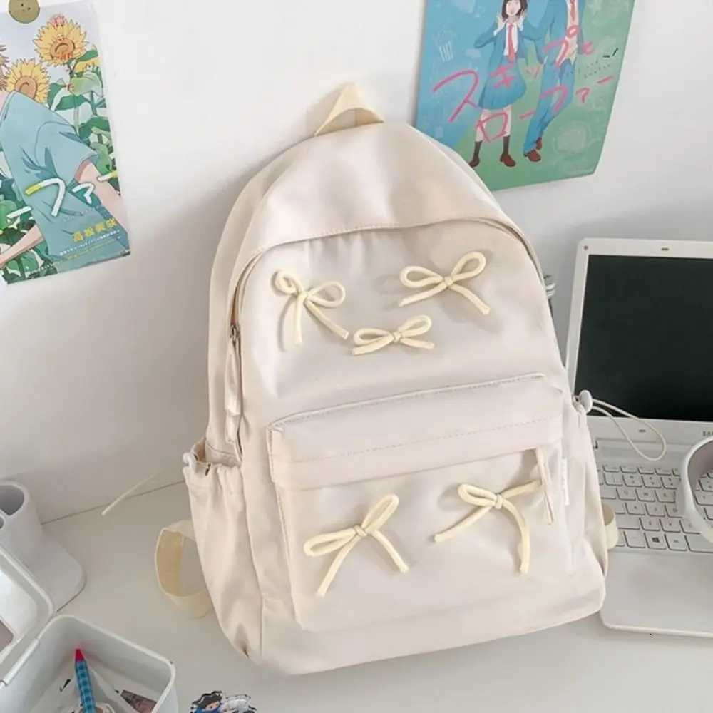 Fashion Large Capacity Bow Backpack Bow decoration Solid Color Girls Backpack Zipper Travel Bag Students Luggage BagsT251016