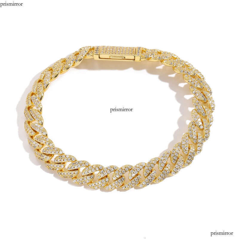 Moissanite Gold Sier Chains For Mens Womens Miami Cuban Link Chain Bracelets Necklace Jewelry 10mm Double Row Dia