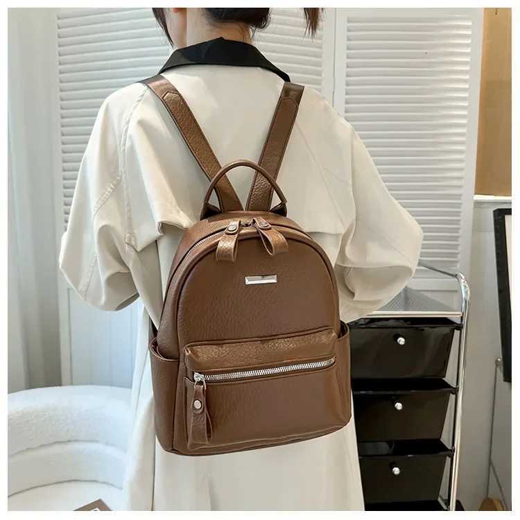 Fashion Versatile Womens Small Backpack PU Soft Leather Work Commuting Travel Backpack Stylish Casual Daypack School BagT251016