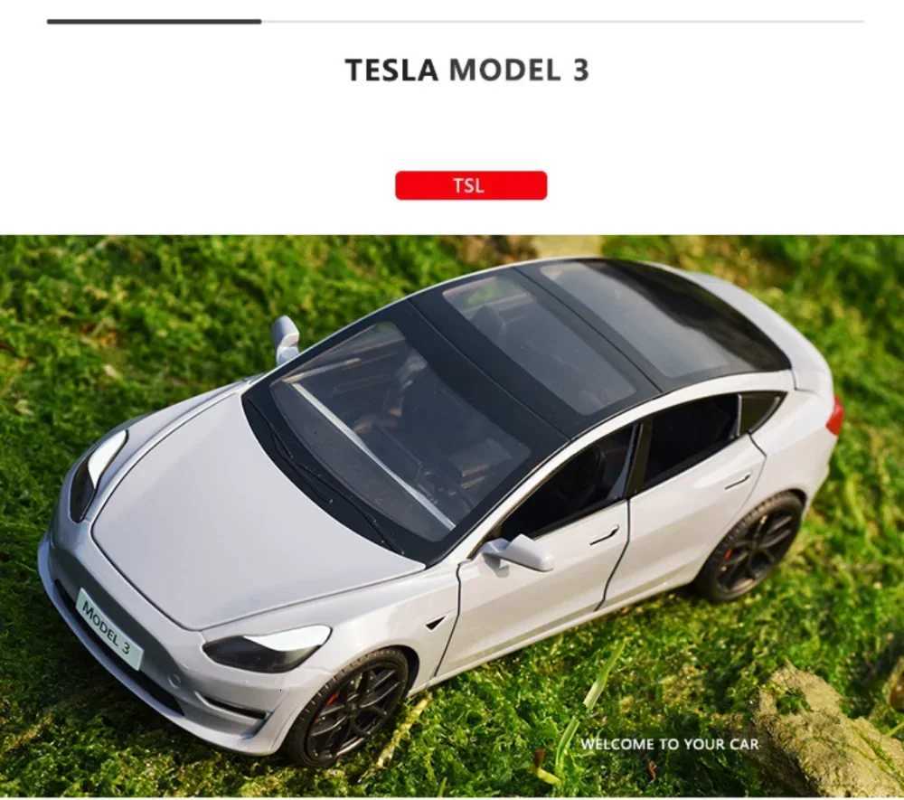 124 TESLA Model 3 Car Toys Alloy Diecasts Metal Vehicles Car Model With Sound Light Vehicle Toys For Children Gifts Collection W251016