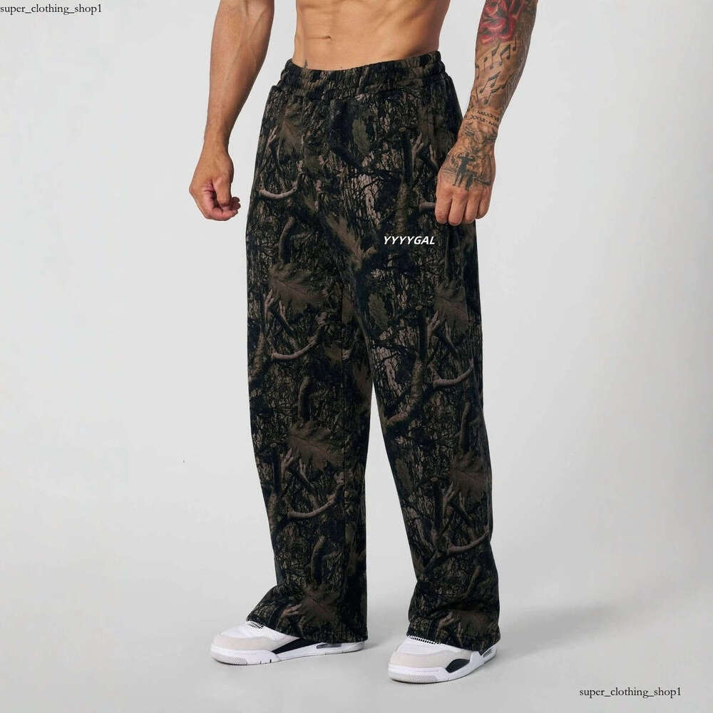 Young La Sweatpants Outdoor Sports Shorts Streetwear Sweatpants Gym Clothes Men's Trendy Cotton Terry Joggers With Anime Print - Wide-Leg Casual Hip-Hop St f9