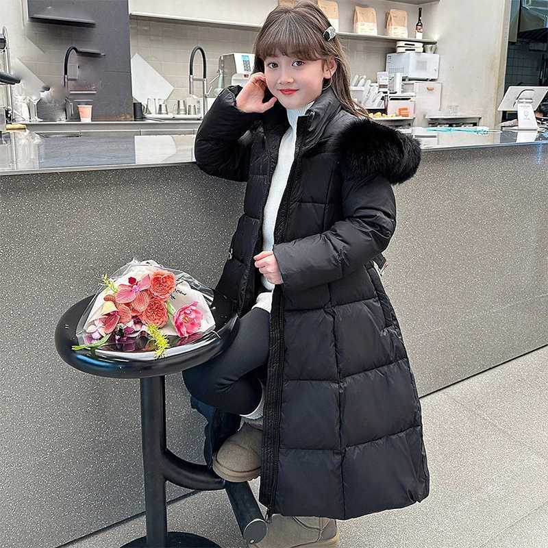 Fashion Girls Down Jacket Thickened Hooded Windbreaker Coat for Kids 27 Years Winter Cotton Warm Outerwear Children ClothesT251016