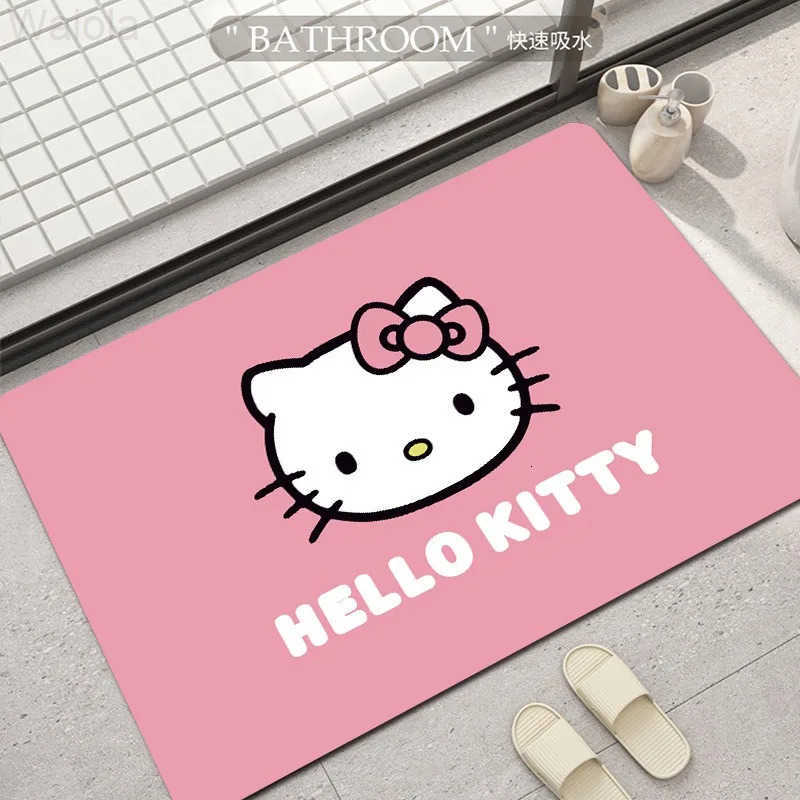 Sanrio Cute Cartoon Hello Kitty Floor Mat Bathroom Absorbent Non Slip Mat Bathroom Door Mat Entrance Mat Fully Covered Foyer Mat L251016