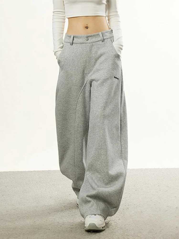 2025 Autumn Winter Women American Retro High Street Wide Sweat Pants Y2k Baggy Long Trousers Harajuku 2000s Solid Color College W251015