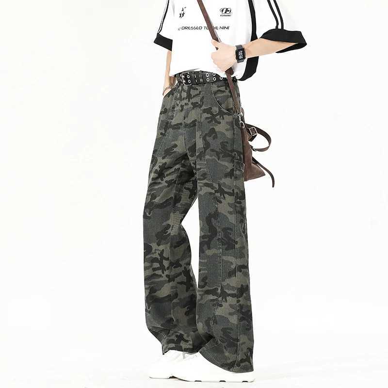 Extra Long Length Casual Jeans American Vintage Autumn Camouflage Workwear Pants 190 Tall Men Flared Trousers 115cm Pants J251203