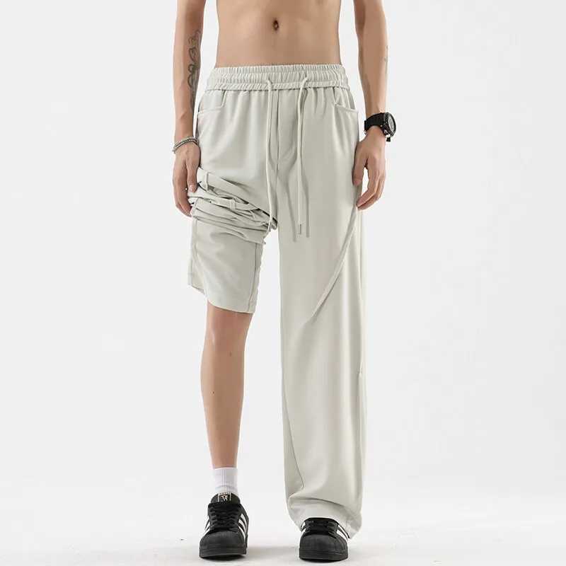 Man Elastic Waistband Casual Pants 2025 New Arrival Loose Fit Straight Leg Trousers Minimalist Versatile Structured Pants J251203