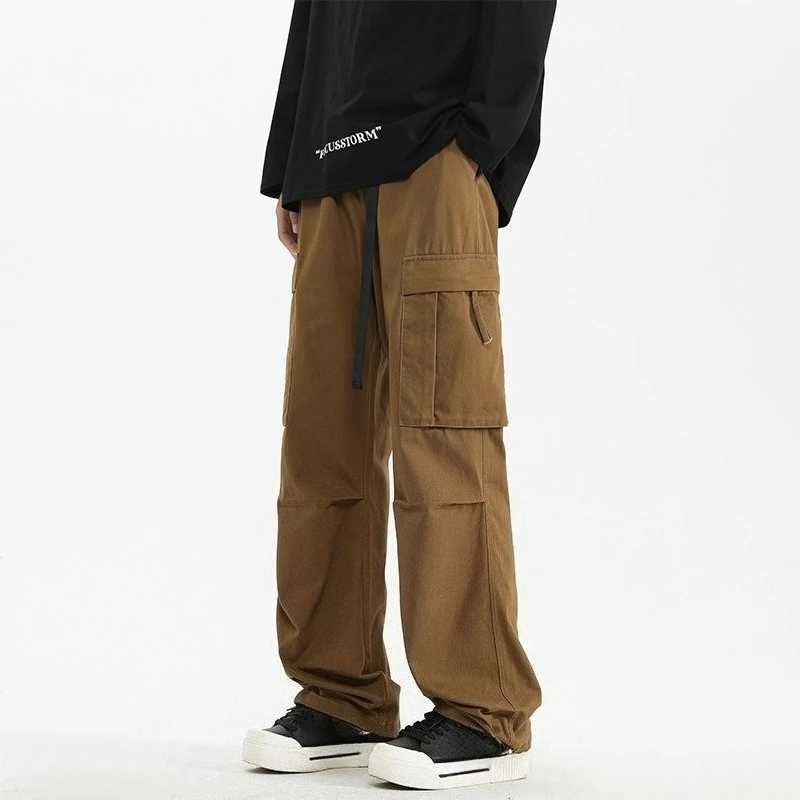 2025 autumn new fashion mens cotton casual fashion loose straight leg wide leg multi pocket work pants mens sports pants styl J251203