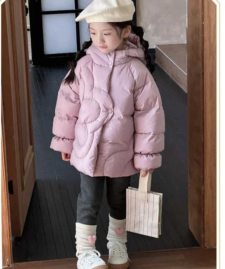 Girls Down Jacket Winter New Childrens Clothes Girl Baby Foreign Style Sweet Lovely Flower Down Jacket Casual Simple DailyT251016