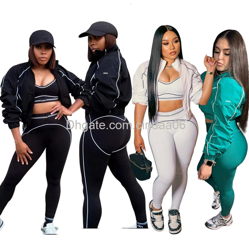 3 PCS Designer Brand Women's Tracksuits 18 Colors Three Piece Set Fashion Casual Oversized Jacket And Pants Set Yoga Outfits