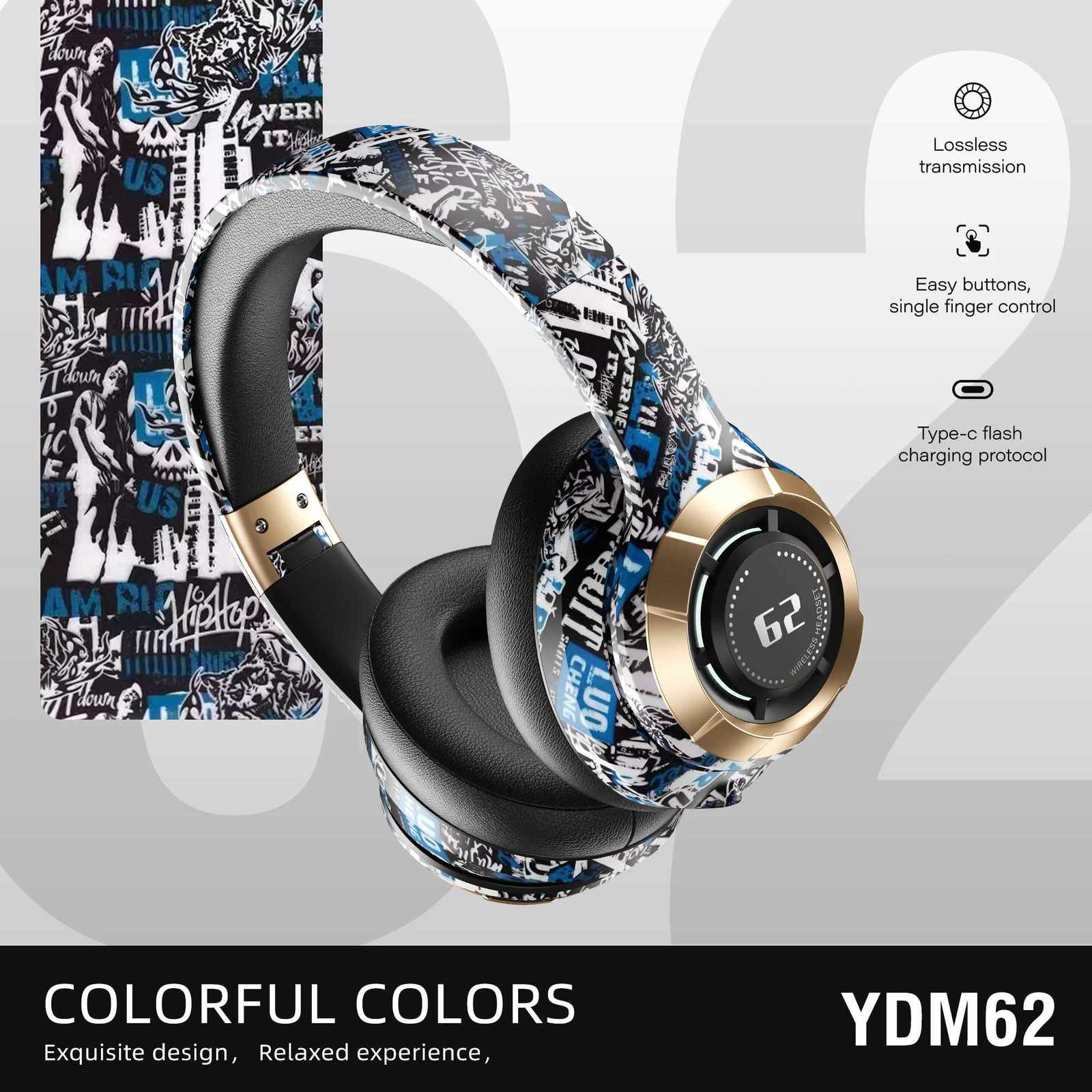 TWS 53 Headphones HiRes Audio Over Ear Wireless Headset Professional Studio Monitor DJ Headphones supports TF card Z251015