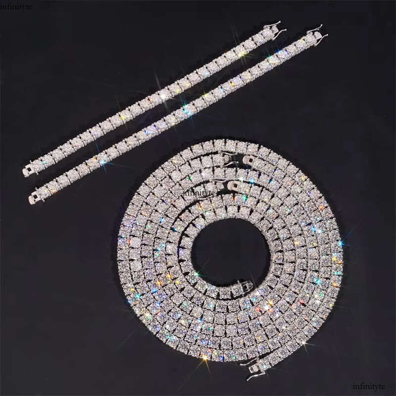 Custom GRA Certificate 5mm 6.5mm VVS Moissanite Dia-Studded Side Tennis Sier Hip Hop Jewelry Iced Out Link Chain