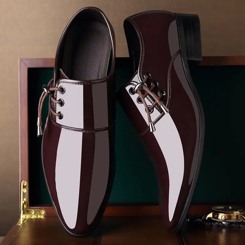 Mens Formal Shoes Patent Leather Pointed Toe Social Shoe Male Bright Upper Spring Autumn 2025 Style High Quality Fashion 39 251010