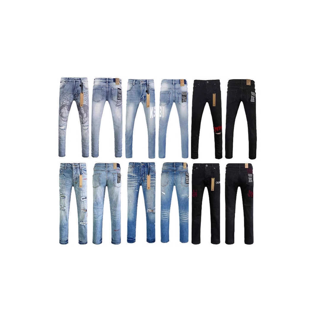 High street jeans black slim fit cross-border new stretch ankle-length men's clothing L251016
