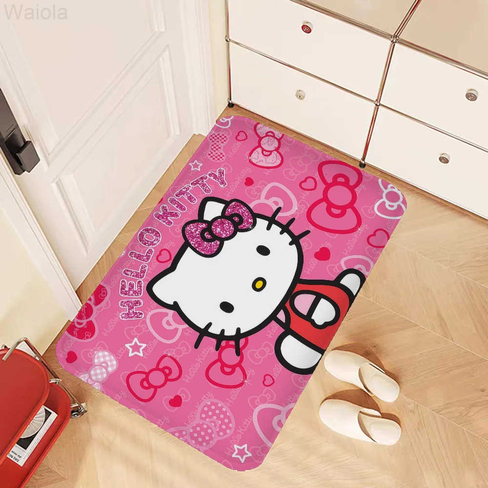 Sanrio Hello KKitty Floor Mat INS Style Soft Bedroom Floor House Laundry Room Mat Antiskid Household Carpets L251016