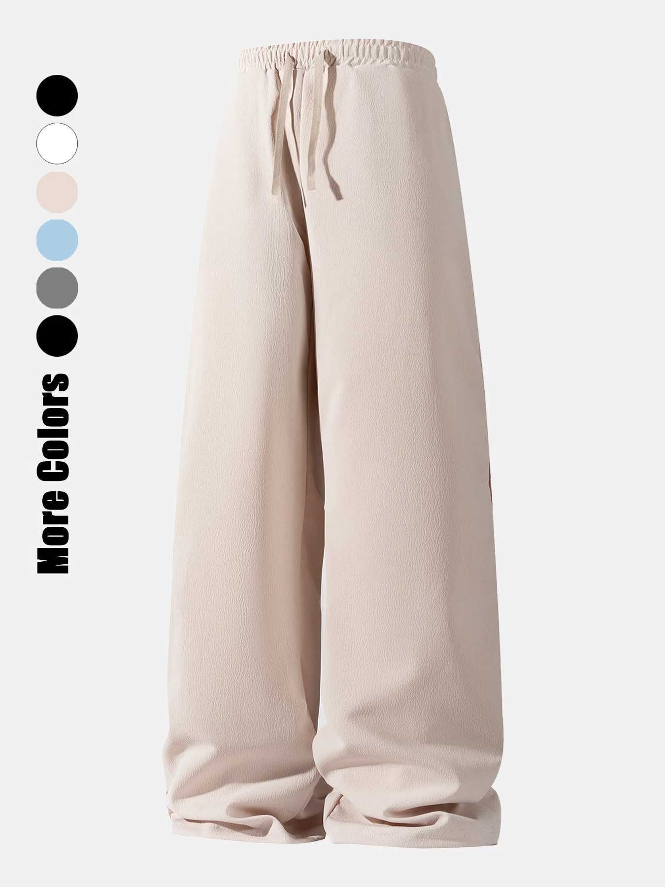 Fashion Mens Wide Pants Oversize Sports Streetwear Summer Male Breathable Loose Trousers Solid Color Sweatpants J251203