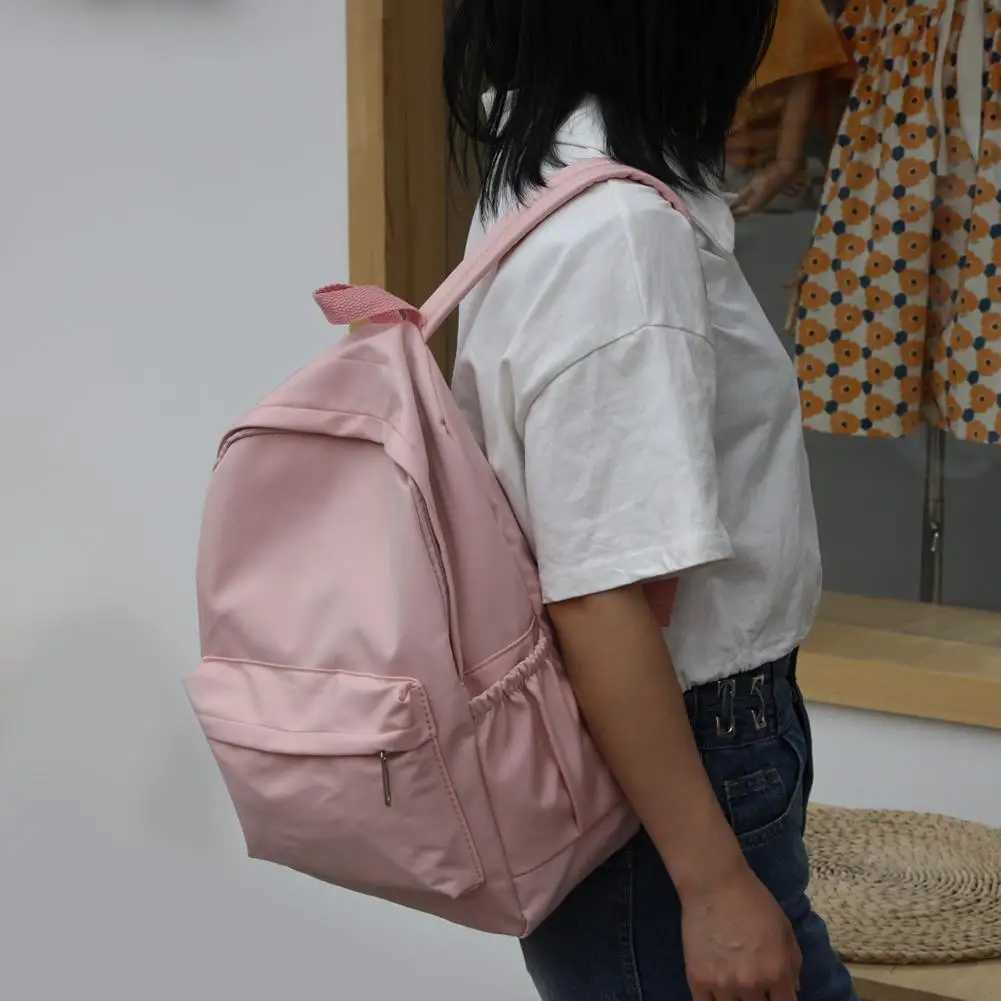 Daily Large Capacity Travel School Backpacks Ladies Pure Color Shoulder Knapsacks Nylon Zipper Shopping RucksacksT251016