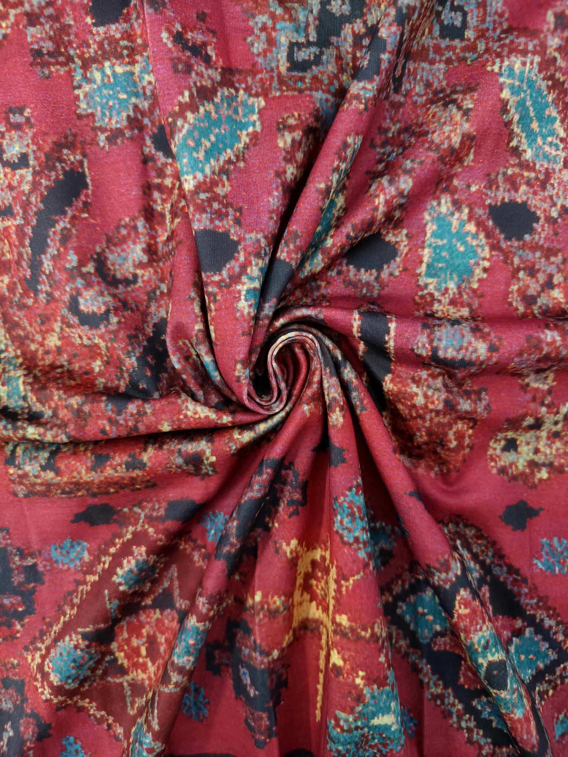 Women's Spring Summer New Ethnic Style Plus Size Midi Skirt - Brick Red Milk Silk Fashion Versatile Skirt-YL24023