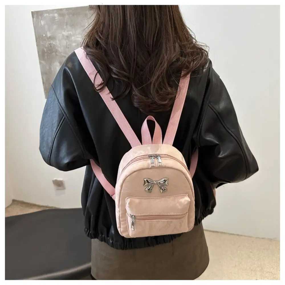 Fashion Cute Bow Womens Backpacks PU Leather Polyester Leather Bookbag Large Capacity Satchel BagsT251016