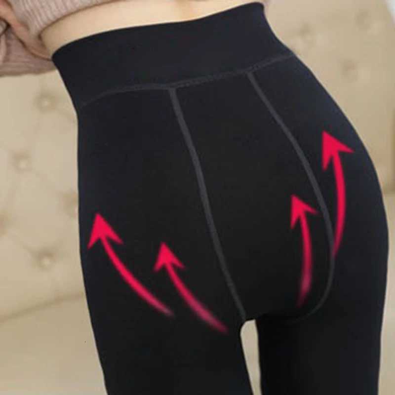 Women Thermal Leggings Winter Warm Skinny Comfortable Elastic Pantyhose Lady Versatile Thicken Fleece High Waist Wine Red PantsT251016