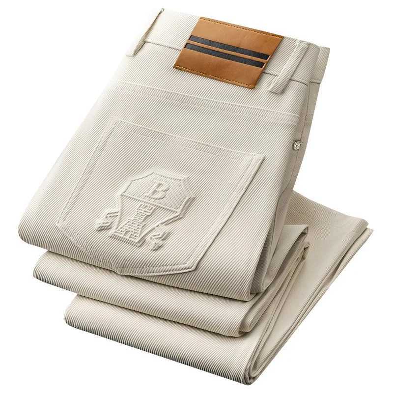 Luxurious Summer Ice Silk Texture Diagonal Casual Pants Mens Business Simple Solid Color Slim Fit Small Foot Straight Long Pant J251016