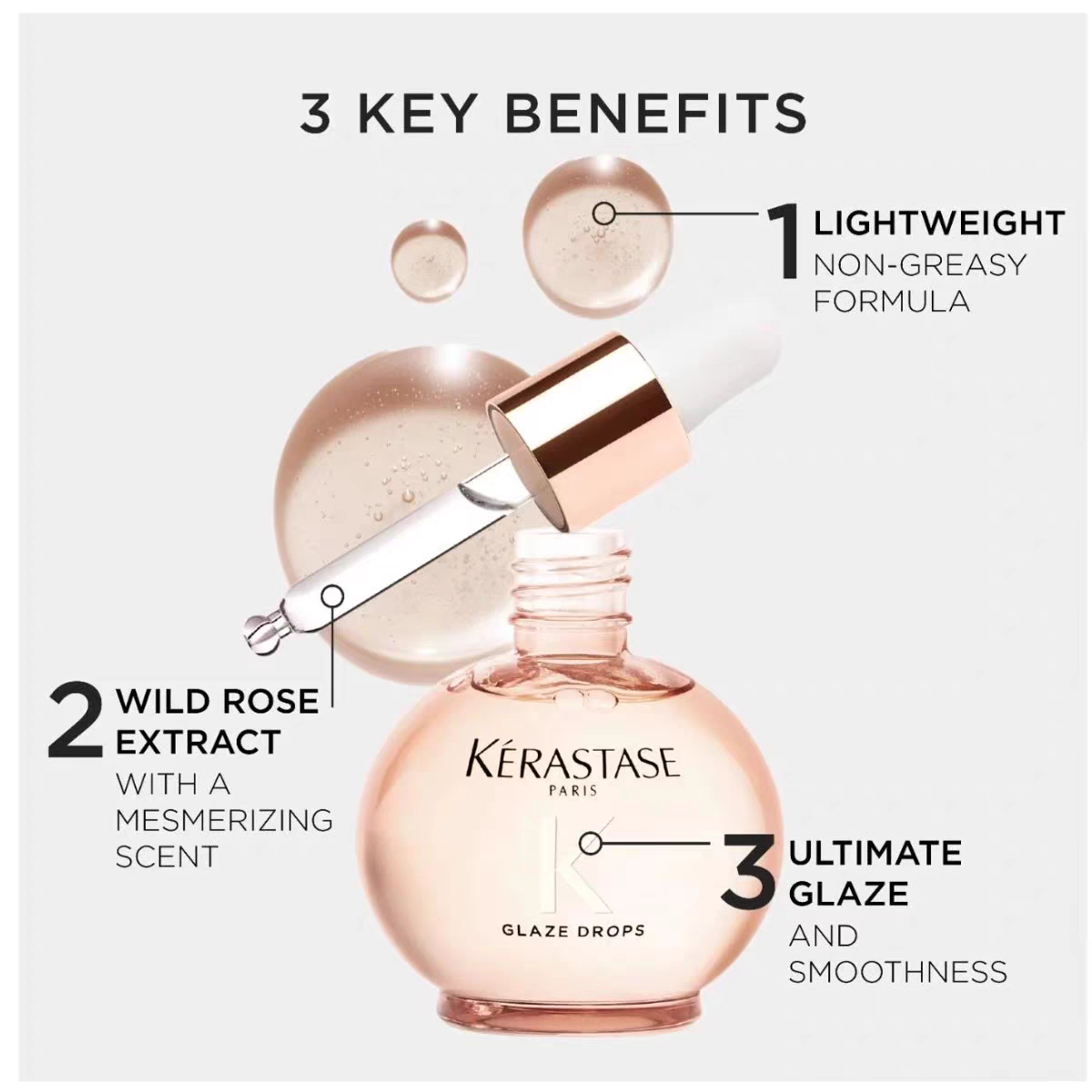KERASTASE Glazed Rose Small Powder Bead Hair Care Essential Oil 45ml Gloss Anti frizz Hair Care Oil Smooth Repair Nourishing