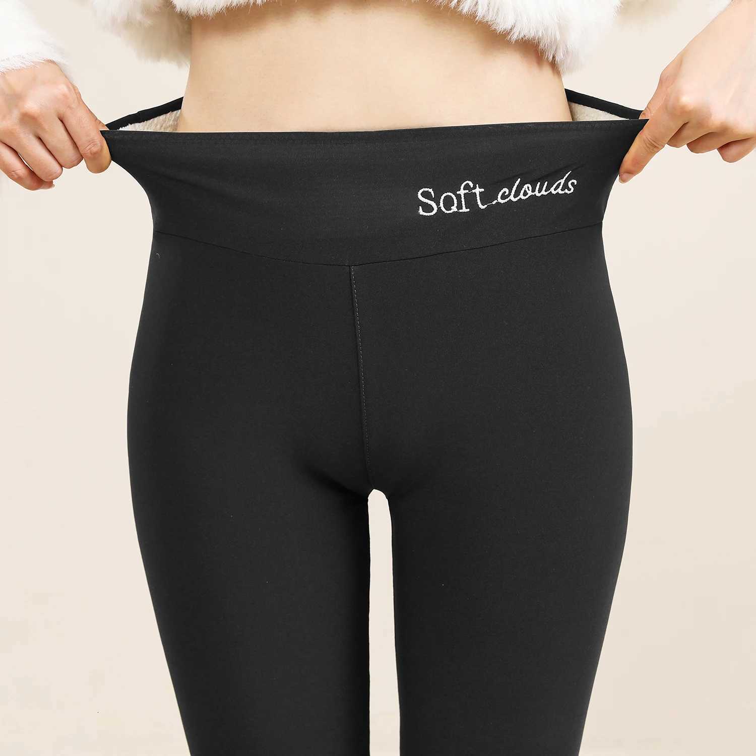 Velvet Lamb Wool Leggings for Women Winter Warm Tight Thermal Fleece Skinny Pants Slimming Stretch Fleece TrousersT251016