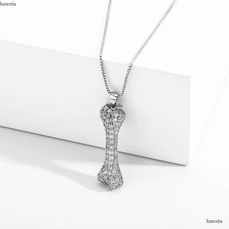 Mens Hip Hop Necklace Jewelry Sier Iced Out Bone Pendant Necklaces