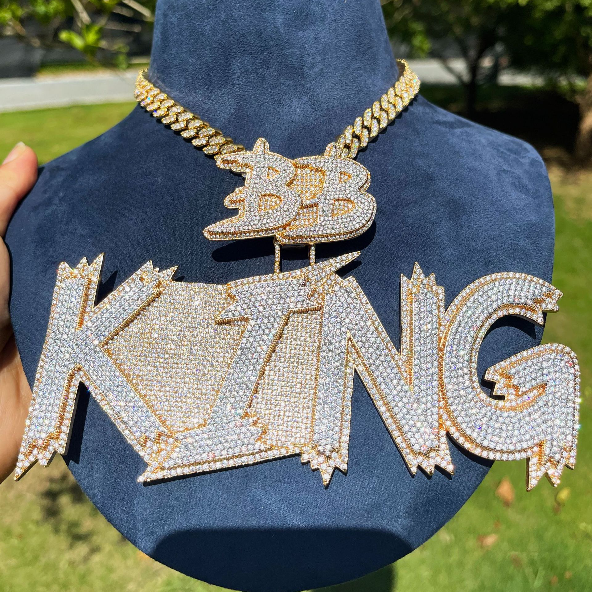 Hip Hop Large Custom A-Z Letters Name Pendant Necklaces Bling 5A Zircons Jewelry