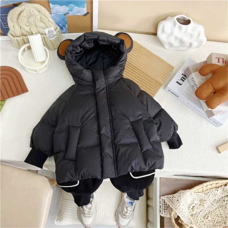 Baby Hooded Boys and Girls MidLength White Duck Down Coat Children Warm Quilted JacketT251016