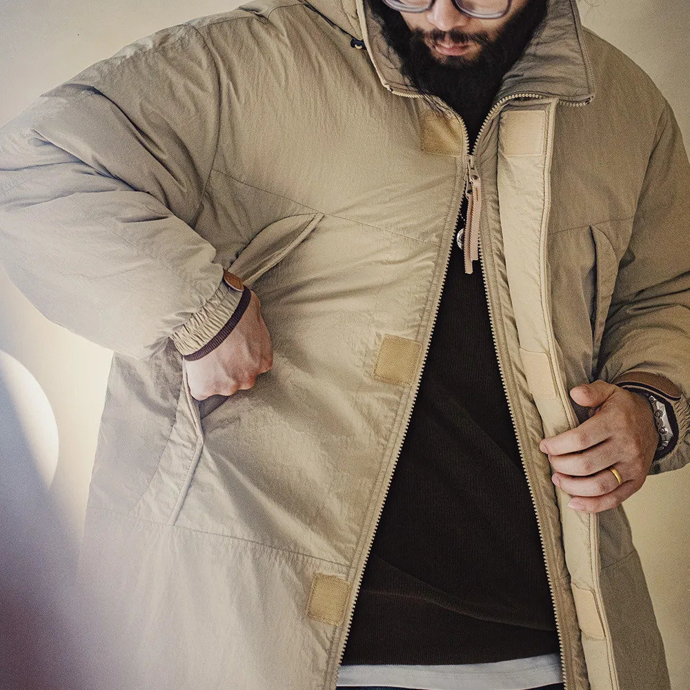 Maden Vintage Midlength Padding Cotton Jackets Khaki Hooded Coat Pcu Level7 Jacket for Mens Winter Warm Classic Parka Coat 251028