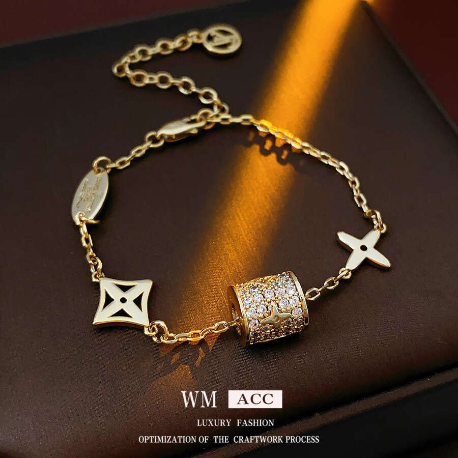 Real Gold Plated Zircon Small Waist Bracelet Fashion Commuting Versatile Exquisite Wristband Light High-end Sense Niche Jewelry ddmypluto