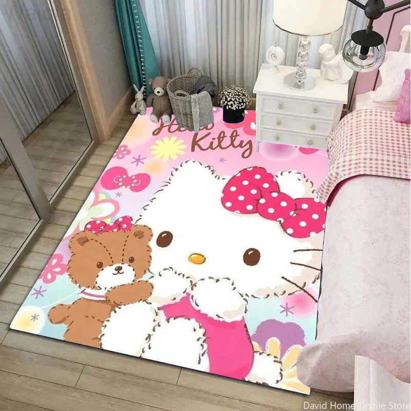 Sanrio Hello Kitty Painting Area Rug Carpet for Home Living Room Childrens Bedroom Sofa Nonslip Kids Doormat Decor Mat Gift L251016