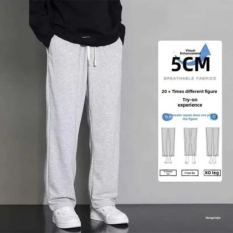 Mens Grey Loosefit Straightleg Casual Pants Summer Lightweight Draped Wideleg Sweatpants For Men Comfortable Long Pants J251203