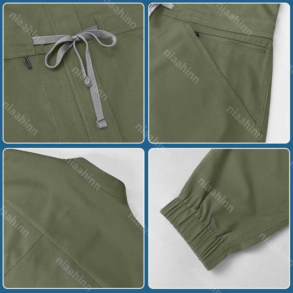 Niaahinn Health Service Nursing Clothes Zipper Neck Lab Jumpsuit Pet Grooming Nurse Uniform Onesie Short Sleeved Scrubs Workwear X2510161