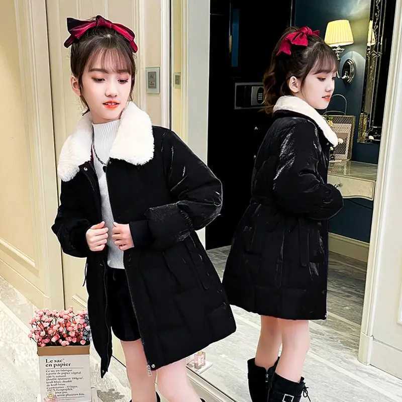 Girls Cotton Clothing Winter New Style Big Child Jacket 8 Thickening Outerwear Kids Coats Christmas Festive Parkas 7 To 12 YearsT251016