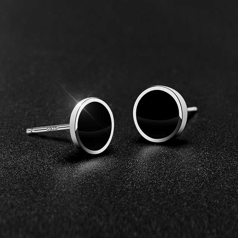 Buyee 925 Sterling Silver Round Stud Earring Light Polishing Simple Earring for Girl Woman Man Rock Punk Fine Jewelry EarringL251015