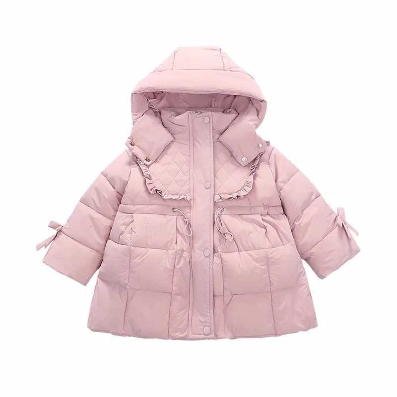Winter Warm Girls Sweet Pink WaistSlimming Hooded Zipper Puffer Jackets School Kids Coat Top Children Outfit Windbreaker 212YrT251016