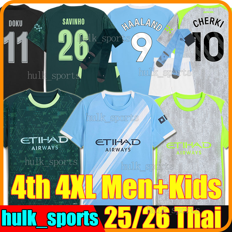 4XL 2025/26 HAALAND 4th soccer jerseys FODEN DOKU SAVINHO REIJNDERS CHERKI MATHEUS N. MARMOUSH NICO MAN CITY RUBEN DONNARUMMA men kids kits socks sets football shirts