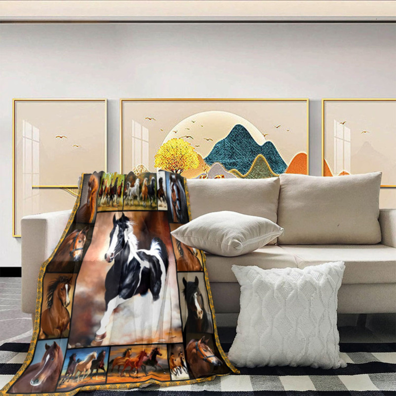 HD Digital Flannel Printed Cover Blanket Air Conditioning Blanket Small Cover Blanket Sofa Blanket