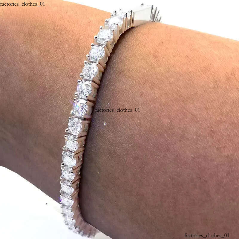 Iced Out 4mm VVS Moissanite Tennis Chain Sterling Sier Bracelet Men Women Charm Dia Jewelry