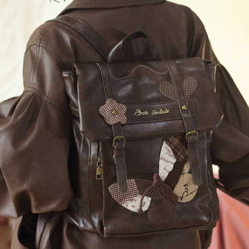 Vintage Y2k Aesthetic All Match Schoolbag Patchwork Butterfly Casual Backpacks Streetwear Fashion Preppy Bags for Women StudentsT251016