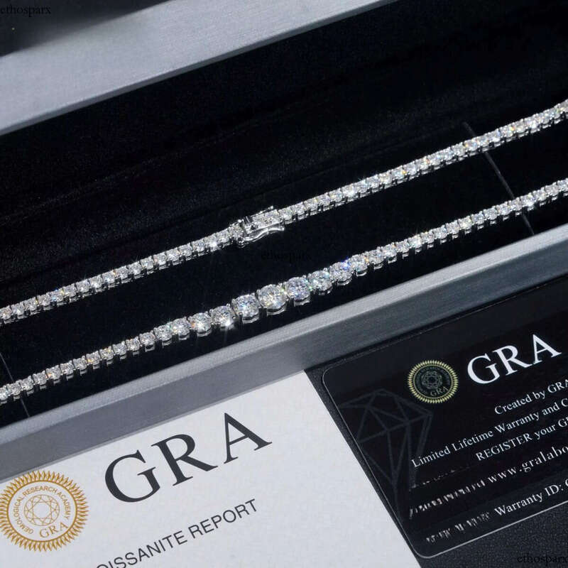 New Arrivals Fashion GRA Certificate Various Size Moissanite Dia Sier Tennis Chain Necklace Women