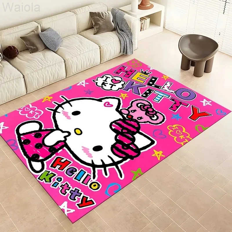 Sanrio Hello Kitty Pattern Carpets Bedroom Play Mats Bedroom Carpet Rug Crawl Mat Christmas Gift Rug Decor L251016