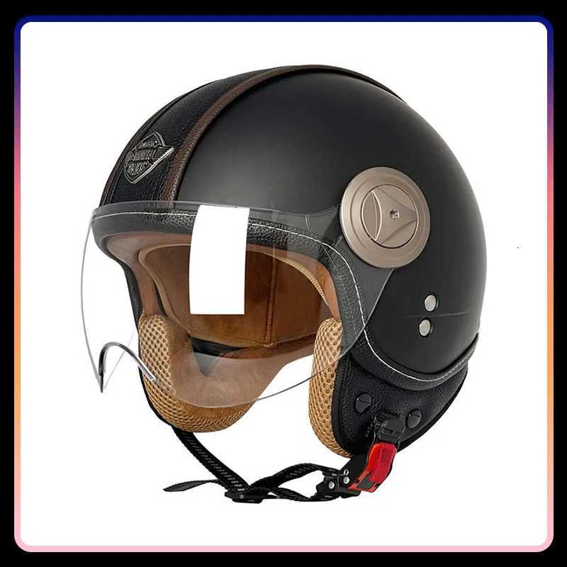Open Face Motorcycle Helmet Vintage DOT Approved Retro Classic Jet Moto Helmet Men Women Open Half Helmet Unisex Casco Para Moto W251016
