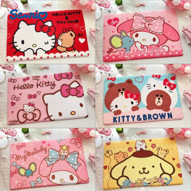Sanrio Hello Kitty My Melody Fluffy Floor Door Mat Carpet Cute Cartoon Nonslip Plush Rug for Home Girls Kids Decor New L251016