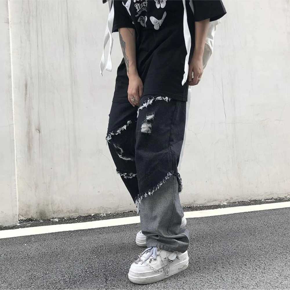 High Street Man Denim Pants Trousers Retro Y2k Straight Jean Streetwear Loose Mopping Pants Loose Design Fashion Casual Pants J251016