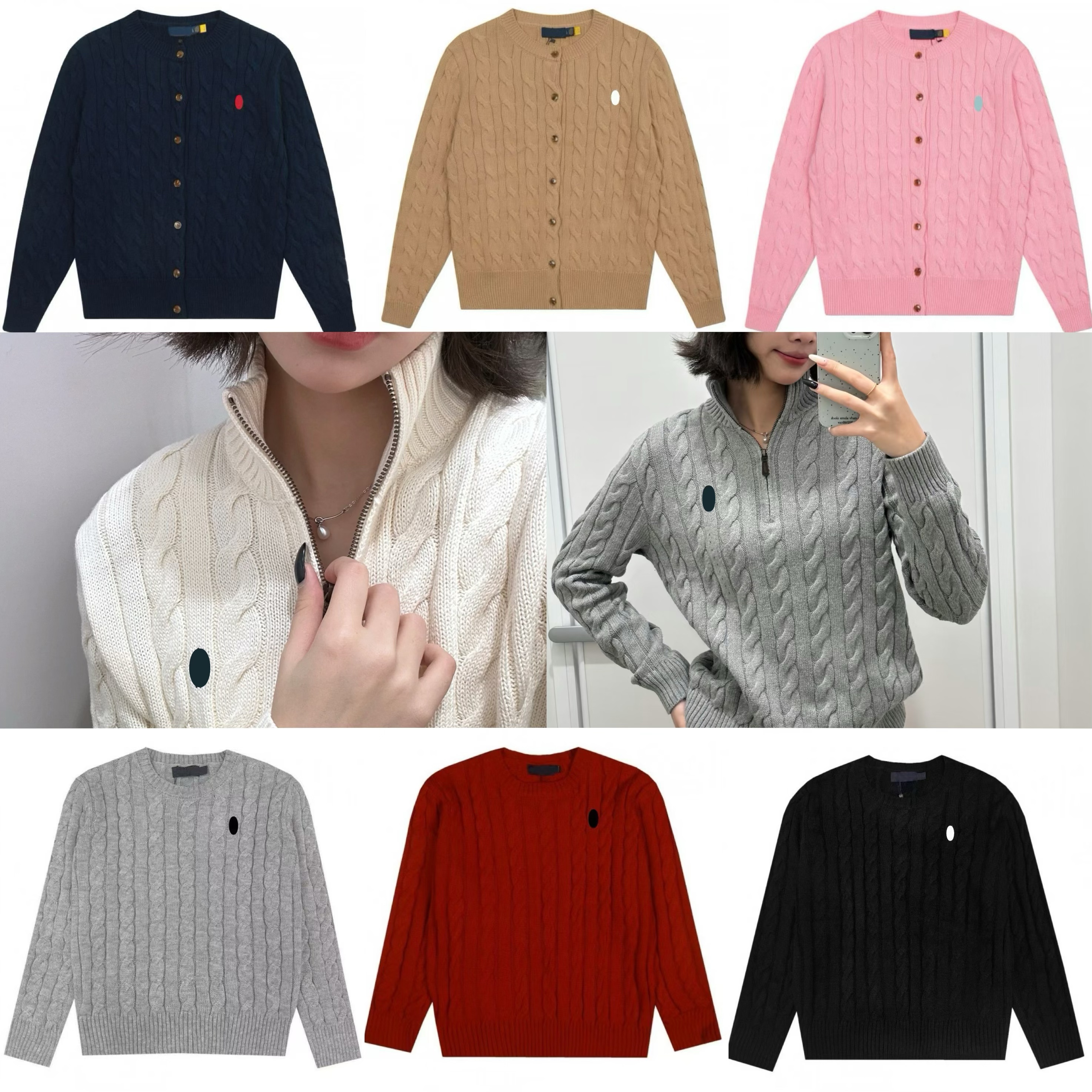 Designer sweater women pony embroidered twist knit pullover long sleeve sweater classic sweaters womens shirt women sweaters warm size S-2XL