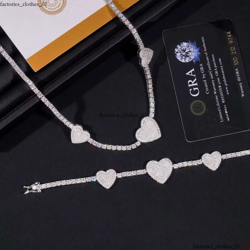 Fine Jewelry Iced Out Sier Heart Style 3MM Necklace High Quality Custom Moissanite Tennis Chain for Men