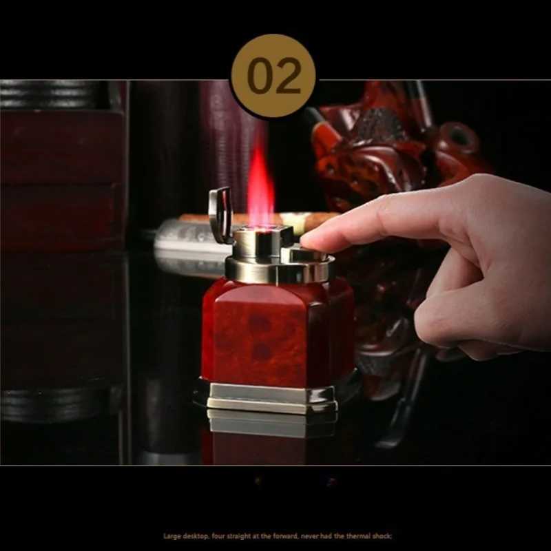 HONEST Highend Light Luxury Mens Gift Four Straight Metal Desktop Inflatable Cigar Lighter Windproof Design C251016