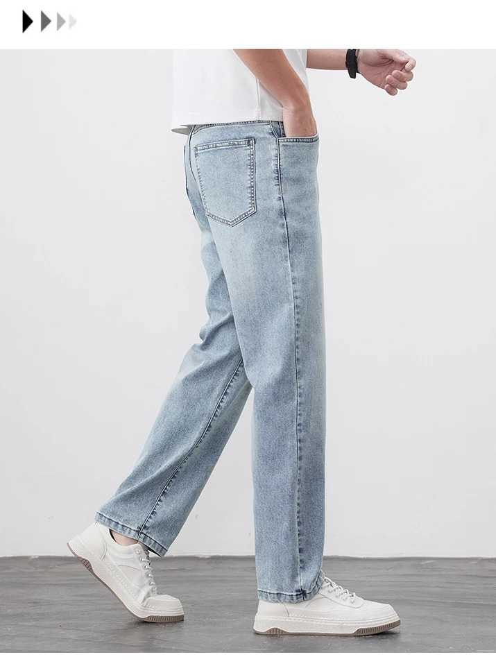 Summer lyocell thin jeans mens 25 years highend light business washed retro straight trousers J251016